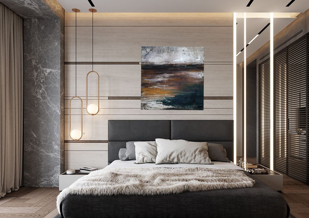 Seascape Painting  Abstract Original Art on Canvas 60x60 cm. - 海报/装饰画/版画 - 棉 