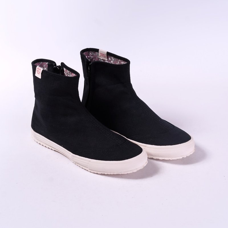 足袋日 | 京都黑节纱花布鞋.紫秋野姜花布内里.反折两穿.真皮鞋垫 - 女款休闲鞋 - 棉．麻 紫色