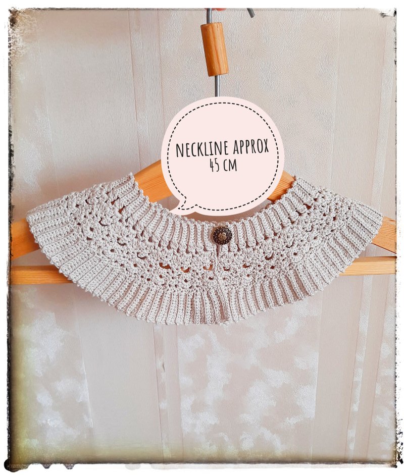 Vintage Inspired Collar Peter Pan Collar for women Crochet beige collar - 项链 - 棉．麻 卡其色