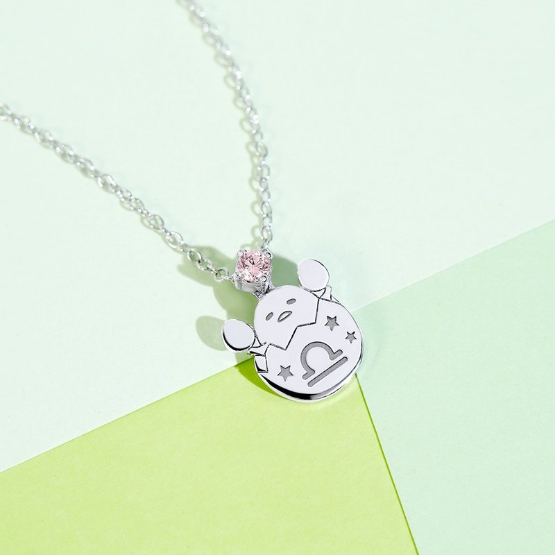 【定制化礼物】Gudetama星座系列-蛋黄哥天秤座诞生石纯银项链 - 项链 - 纯银 多色