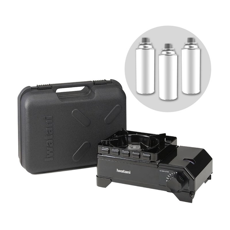 【Iwatani岩谷】迷你黑武士磁式瓦斯炉2.3kW-附收纳盒&瓦斯罐3入 - 露营用品 - 其他材质 黑色