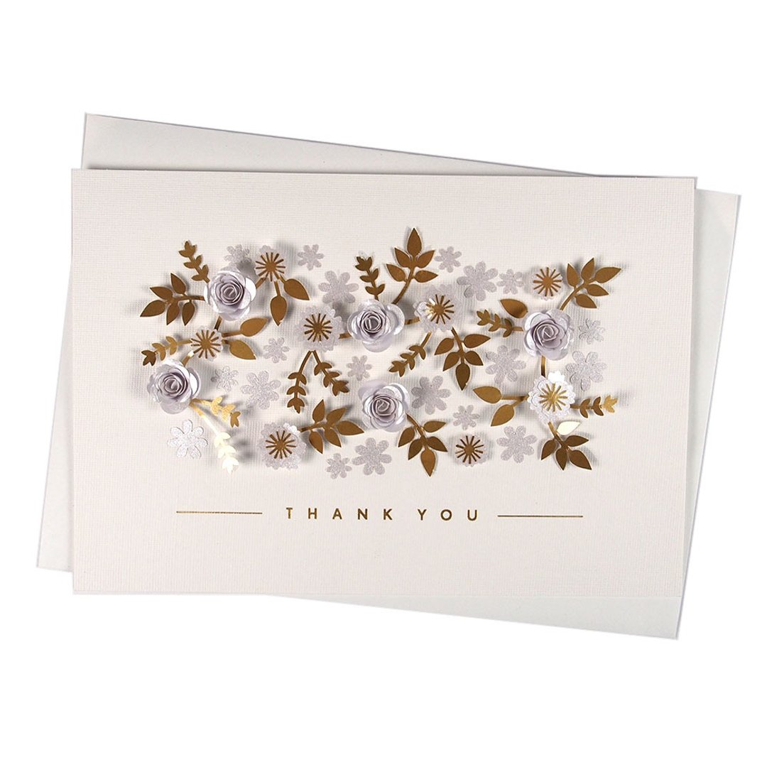 立体金银花朵【Hallmark-Signature经典手工卡系列 无限感谢】 - 卡片/明信片 - 纸 白色