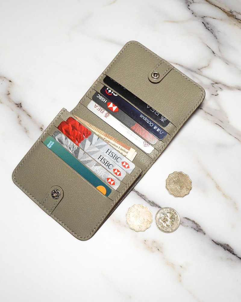 法国山羊皮小银包 - 皮夹/钱包 - 真皮 卡其色