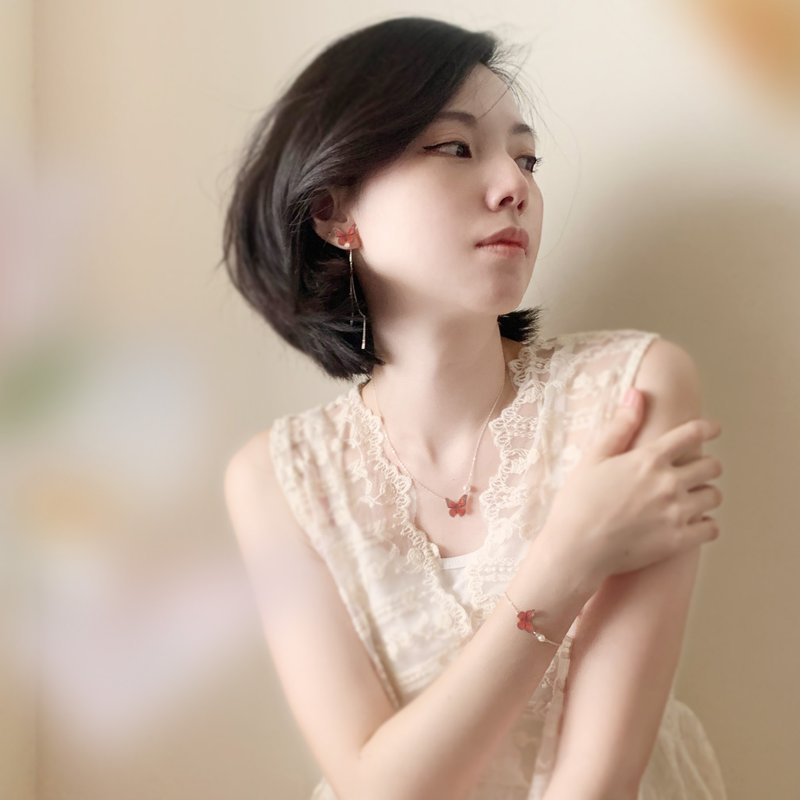 帝王斑蝶 项链 耳环 手链 树脂 组合 银饰 礼盒 礼物 蝴蝶 情人节 - 其他 - 其他材质 多色