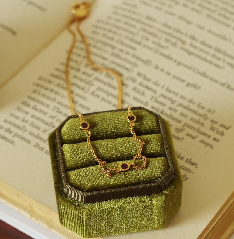 -老又好古董珠宝 金色二月生日石圆形莱茵石项链1980 Avon N417 - 项链 - 其他金属 金色