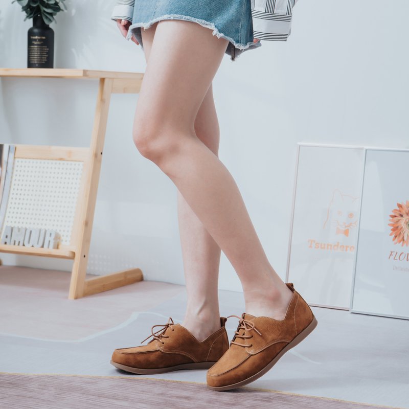 【复古文青】MIT舒适休闲鞋。真皮。狼棕7729 - 女款休闲鞋 - 真皮 咖啡色