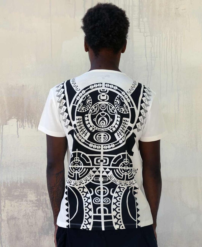 Mens White Tribal Tee - 男装衬衫 - 棉．麻 