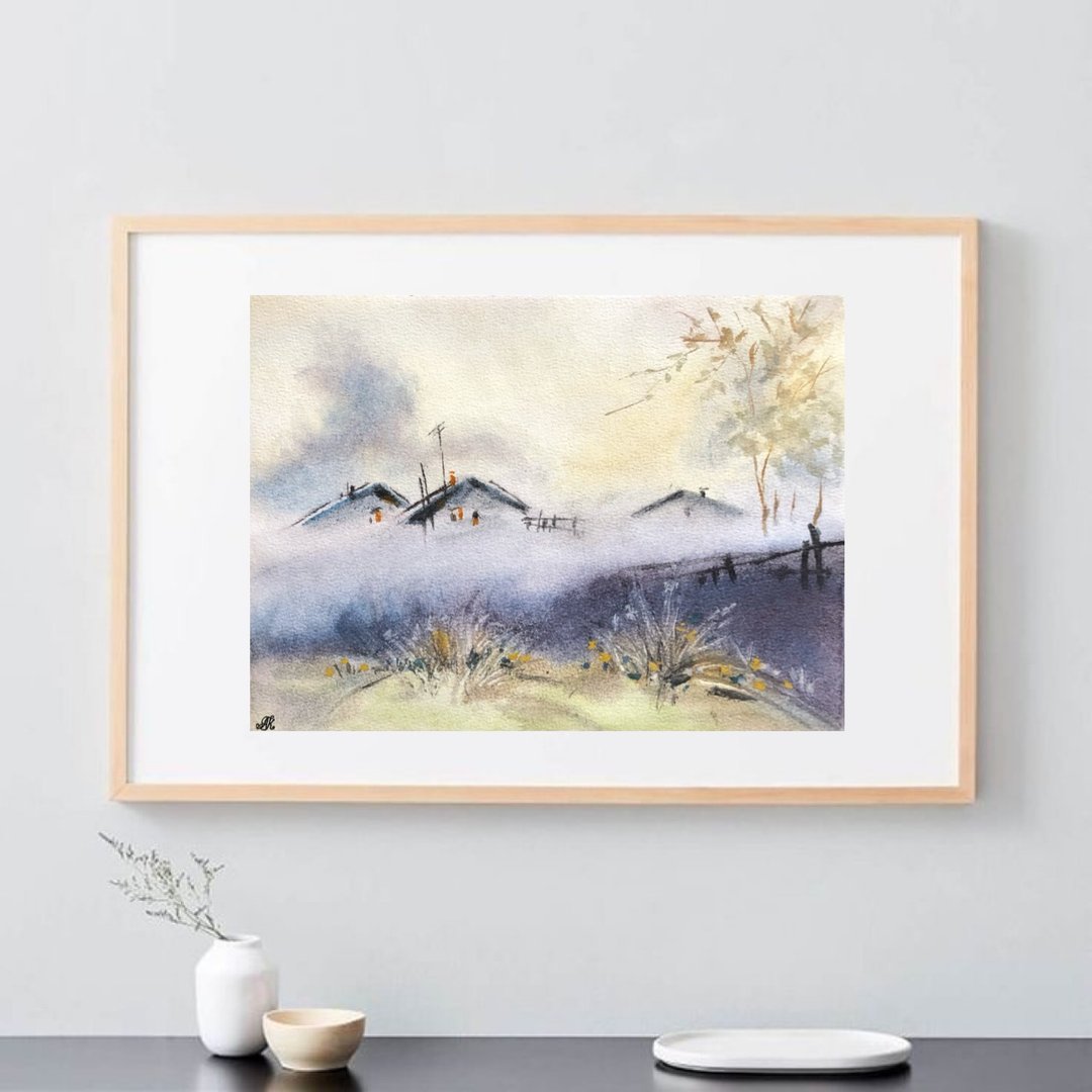 雾中村原创水彩画风景墙艺术 - 墙贴/壁贴 - 纸 多色