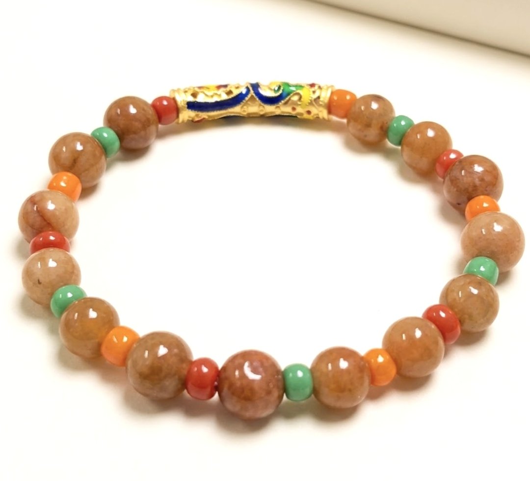 红翡翡翠圆珠设计款手珠手链 | 天然缅甸玉A货翡翠 | 送礼 - 手链/手环 - 玉石 多色