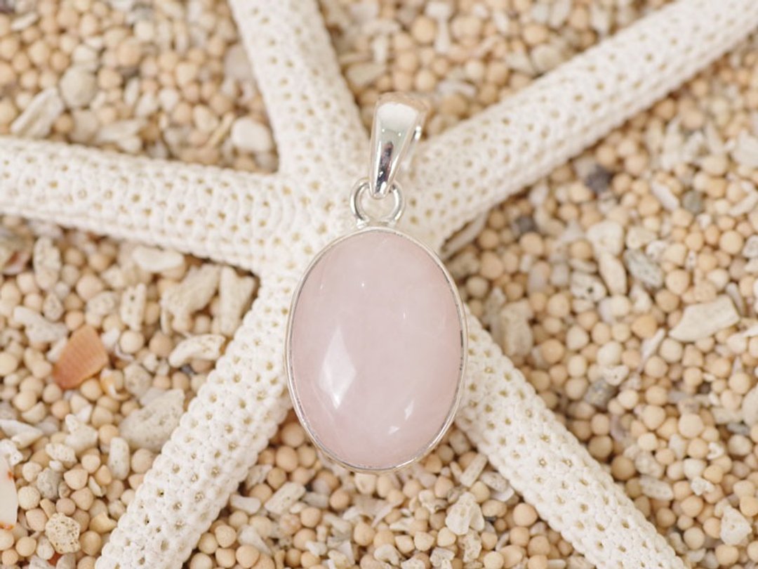 Rose quartz pendant top - 项链 - 石头 粉红色