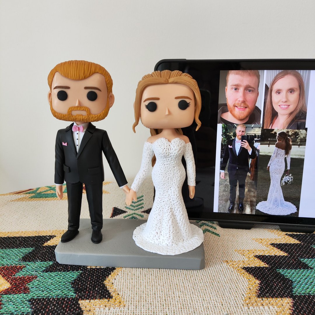 纯手工定制美国Funko Pop 自画像公仔情侣父母夫妻结婚周年礼物 - 玩偶/公仔 - 粘土 多色