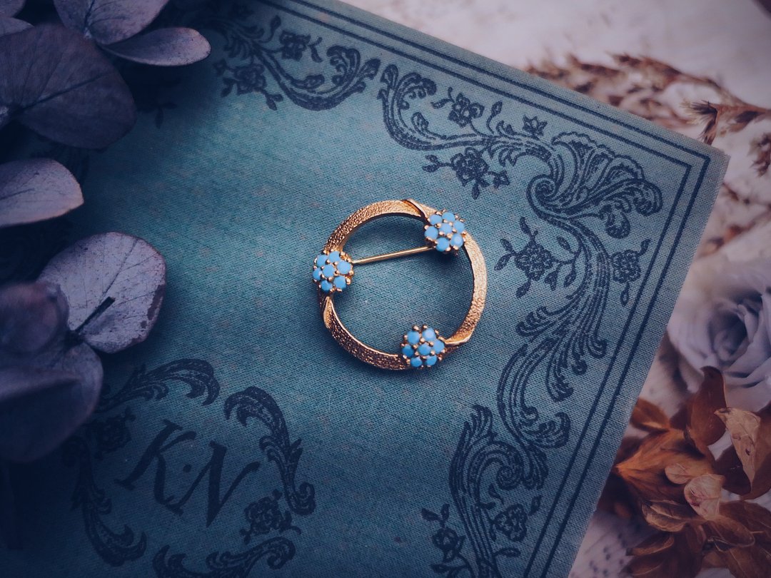 Panetta 勿忘我金圈胸针—美国古董首饰 Vintage Jewelry - 胸针 - 其他金属 