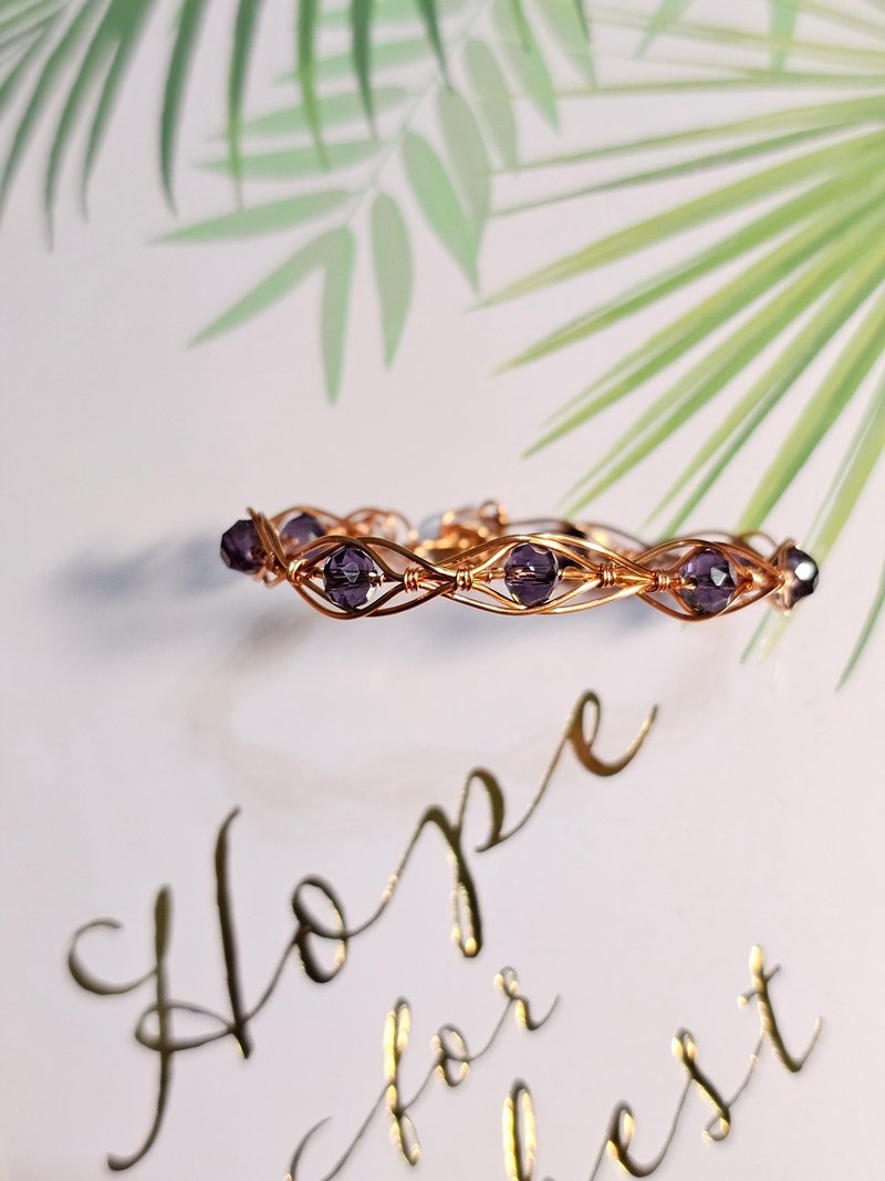 【叶绿𨥤手作】葡之恋 /金属线编织/节日/礼物/饰品/项链/手 - 手链/手环 - 铜/黄铜 紫色