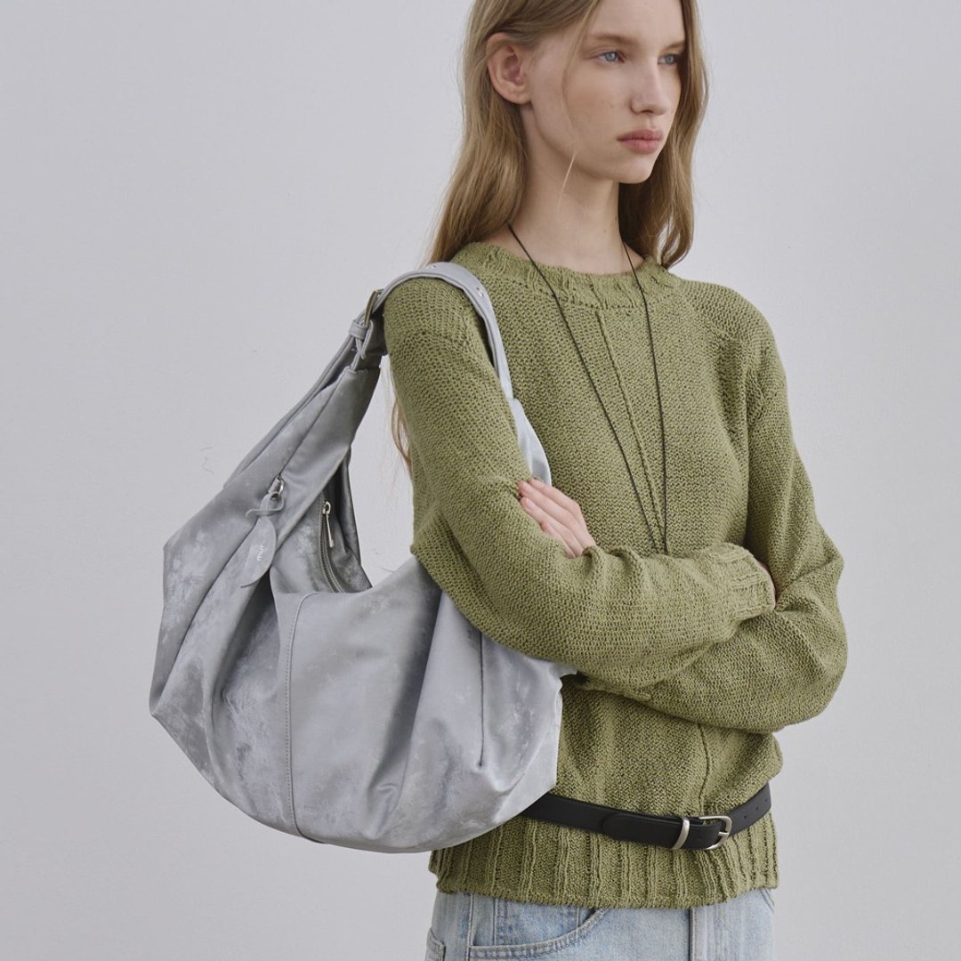 韓國製 MUR Romi hobo bag 手袋/單肩包/上肩袋/手提袋 Silver - 侧背包/斜挎包 - 环保材料 