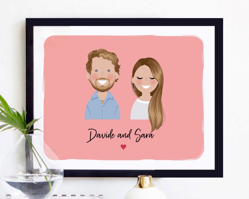 Custom cartoon portrait. Cute cartoon portrait. Birthday gift. Printable file - 电子手绘真人画像/绘画/插画 - 其他材质 