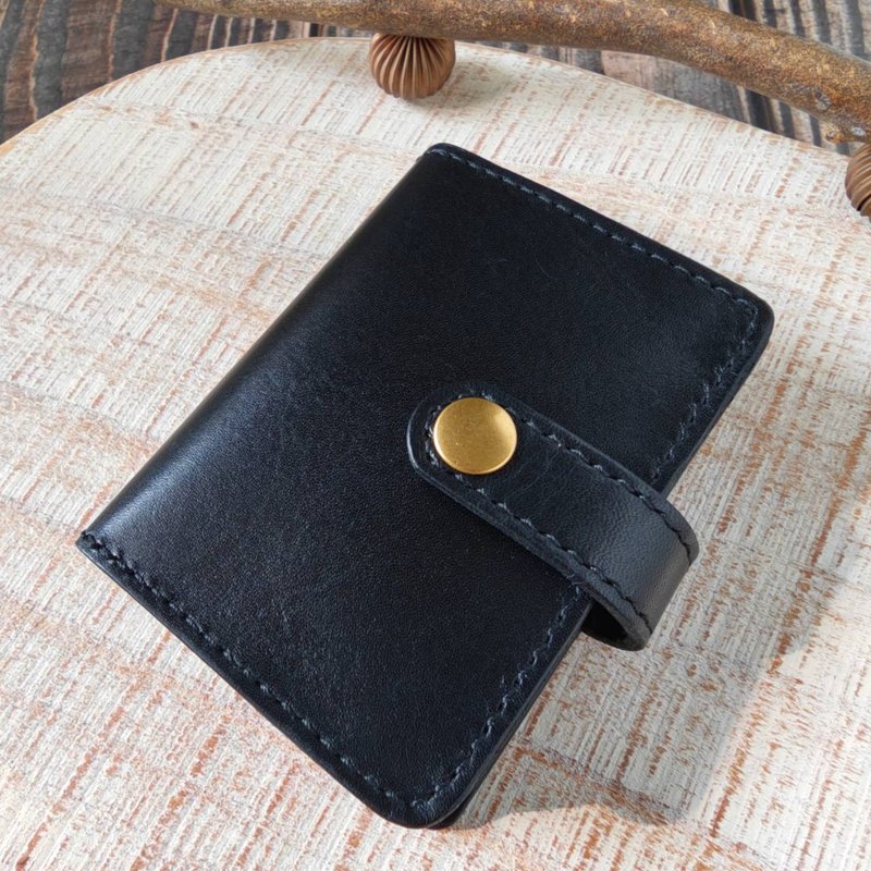 真皮名片盒 (厚款)名片夹 证件盒 卡片盒 植鞣牛皮 手工缝制 - 名片夹/名片盒 - 真皮 黑色