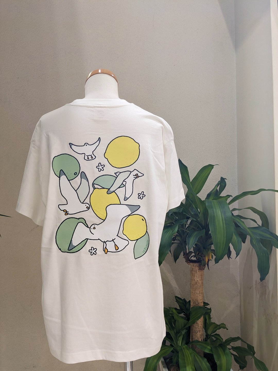 有机棉 T 恤 Sea gull like lemons and rimes - 女装 T 恤 - 棉 白色