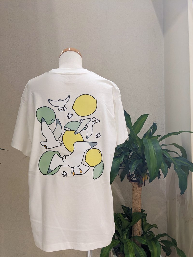 有机棉 T 恤 Sea gull like lemons and rimes - 女装 T 恤 - 棉．麻 白色