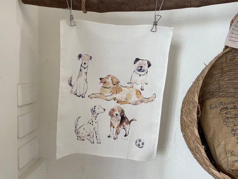 Doggy tea towel. 原创手绘茶巾 - 餐垫/桌巾 - 棉．麻 