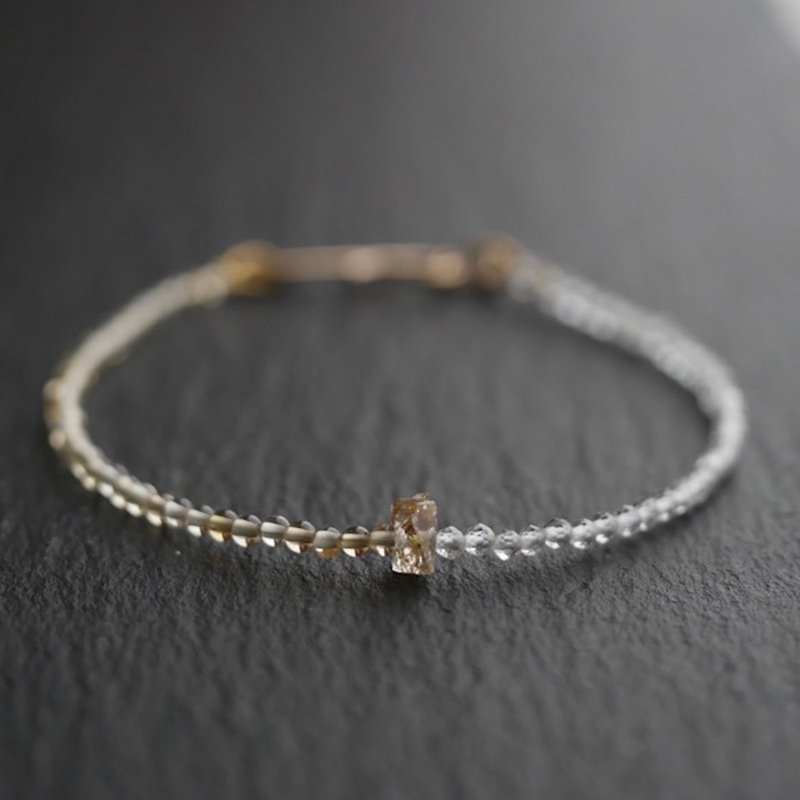 Oil in Quartz& Citrine,White Topaz Bracelet - 手链/手环 - 宝石 黄色