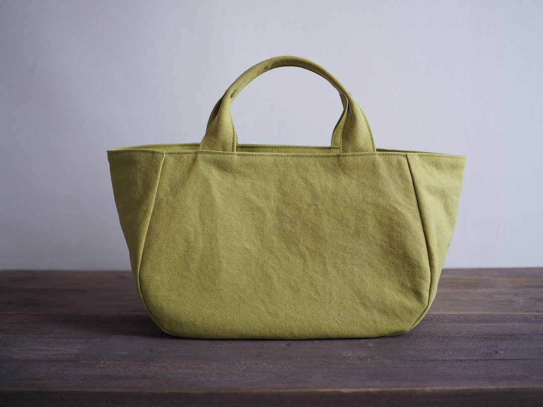 Made-to-order round tote with lid M Hiwa Green - 手提包/手提袋 - 棉 绿色