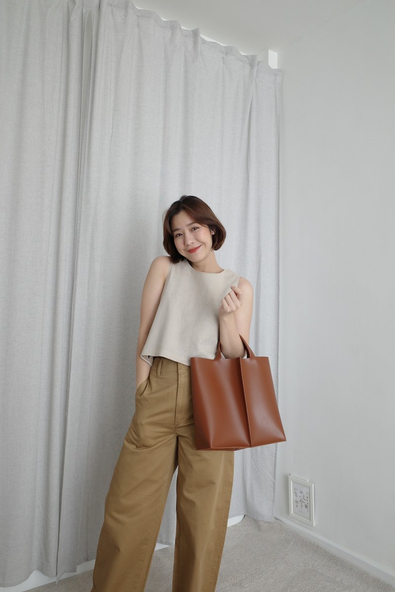 手提包 Signature tote II by WHITEOAKFACTORY - Chocolate brown - 手提包/手提袋 - 人造皮革 咖啡色