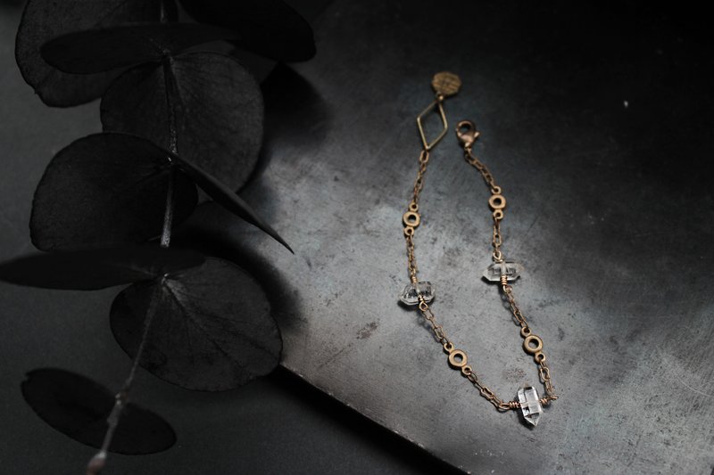 净 | Crystal双尖白水晶原矿铜手链 - 手链/手环 - 水晶 透明