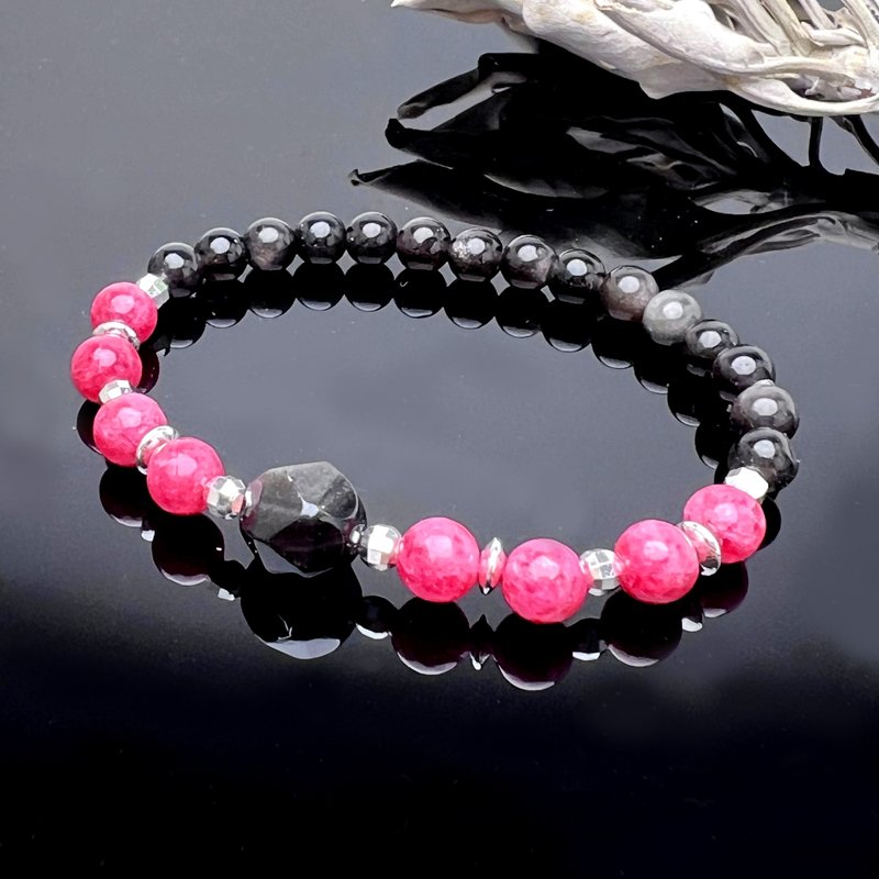 粉墨。手串 人缘 招正桃花 避邪 转运 疗愈 l 蔷薇辉 银曜石 l - 手链/手环 - 宝石 