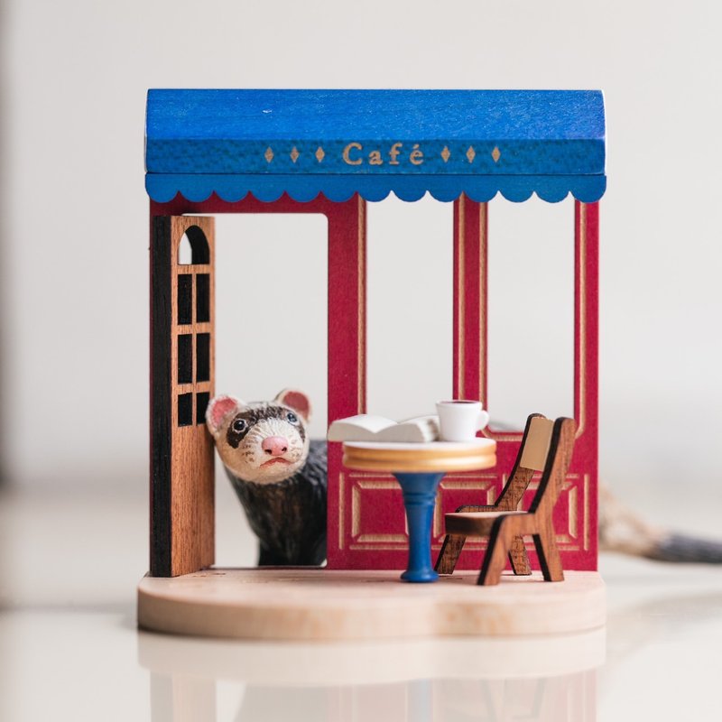 雪貂 定制化宠物手工黏土模型 含配件 - 玩偶/公仔 - 粘土 白色