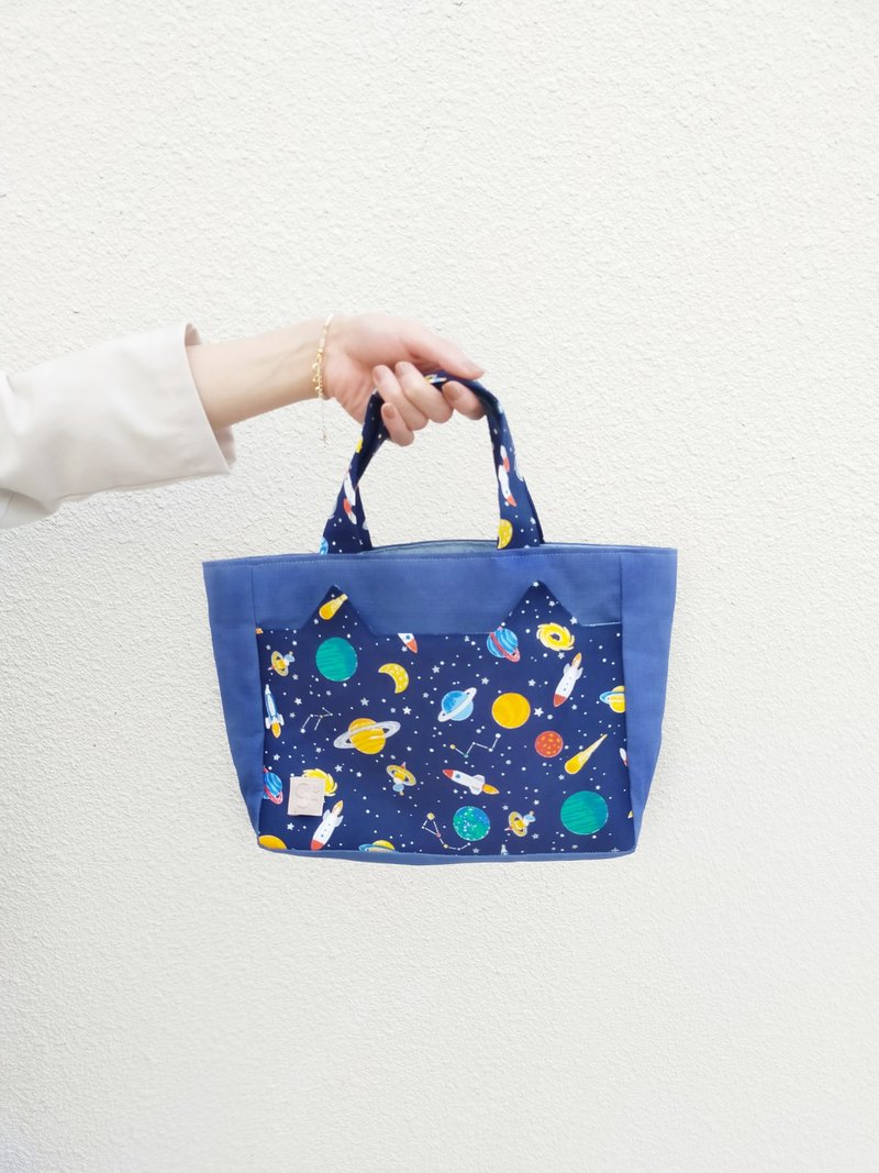 喵星球 小餐包/便当袋/餐袋/野餐袋/手提袋 - 手提包/手提袋 - 棉．麻 