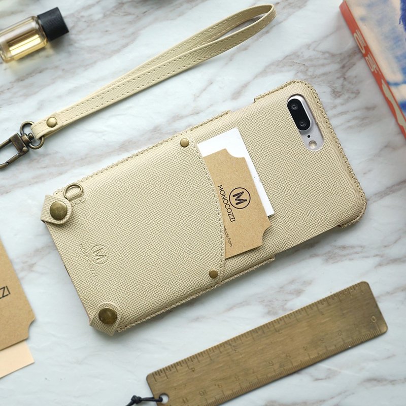 POSH | 软皮手机套(附送手带) - IPHONE 7/8 Plus - 卡其色 - 手机壳/手机套 - 人造皮革 卡其色