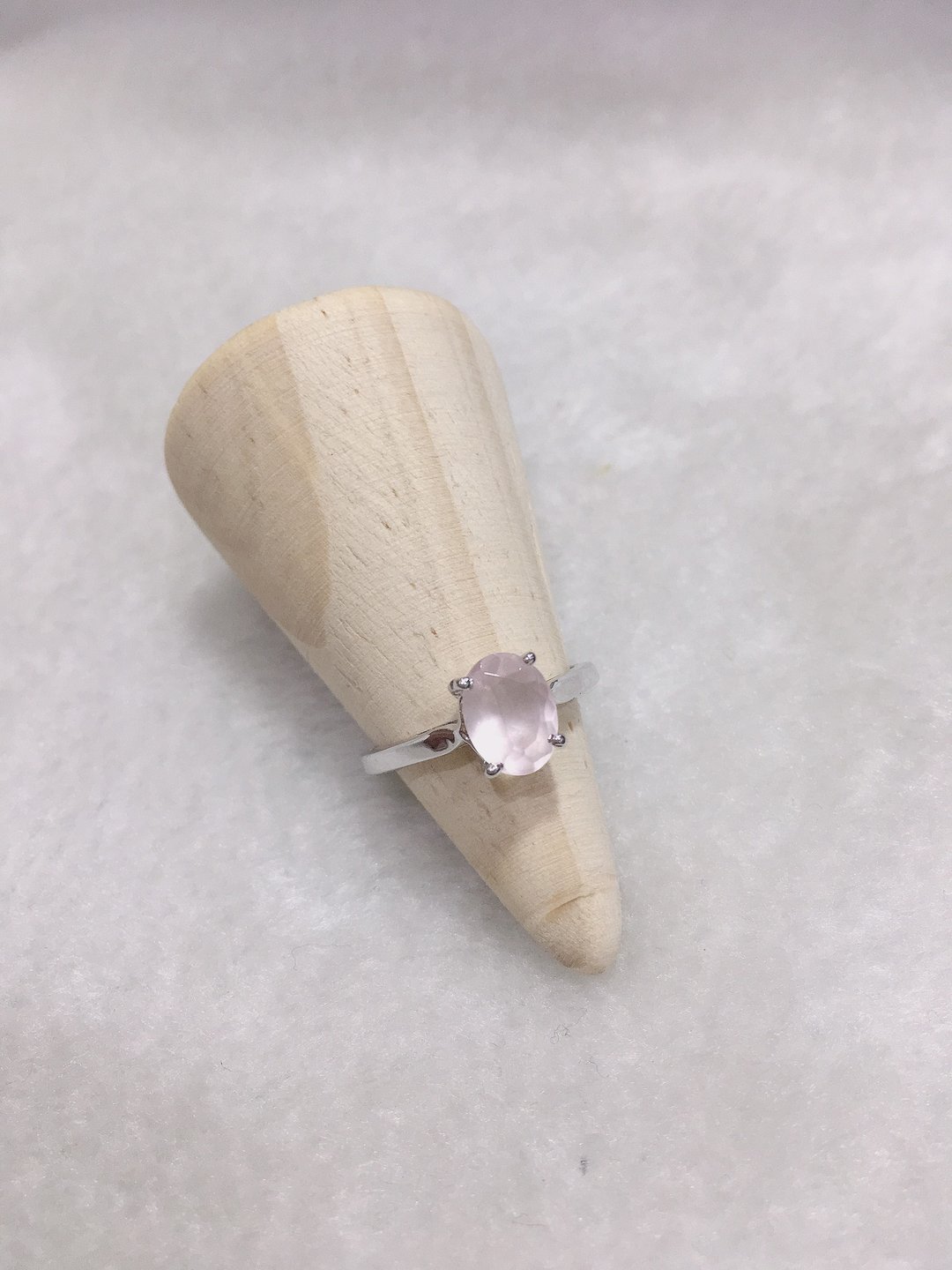 切面 粉水晶 戒指 抓镶 简约款 印度制 - 戒指 - 宝石 