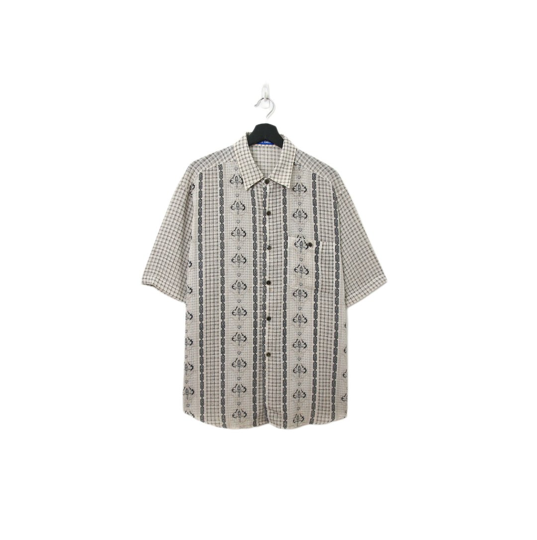 Back to Green- 袖花衬衫 丝滑质感成稳图腾 sf-07vintage shirt - 男装衬衫 - 聚酯纤维 