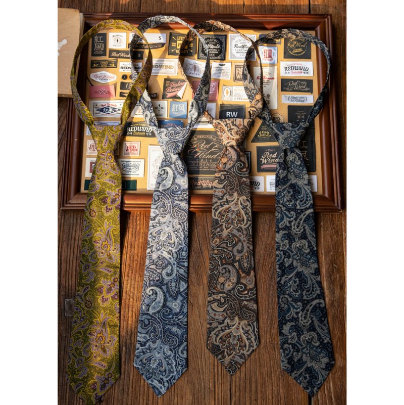 佩斯利花纹领带 复古领带 古董花纹 腰果花 日本布料 Vintage Tie - 领带/领带夹 - 其他材质 多色