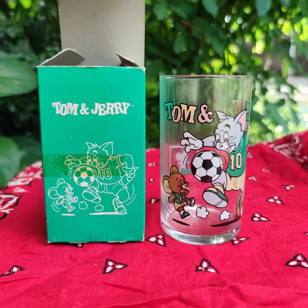复古卡通眼镜 90 年代 Tom & Jerry 水杯带盒 - 酒杯/酒器 - 玻璃 咖啡色