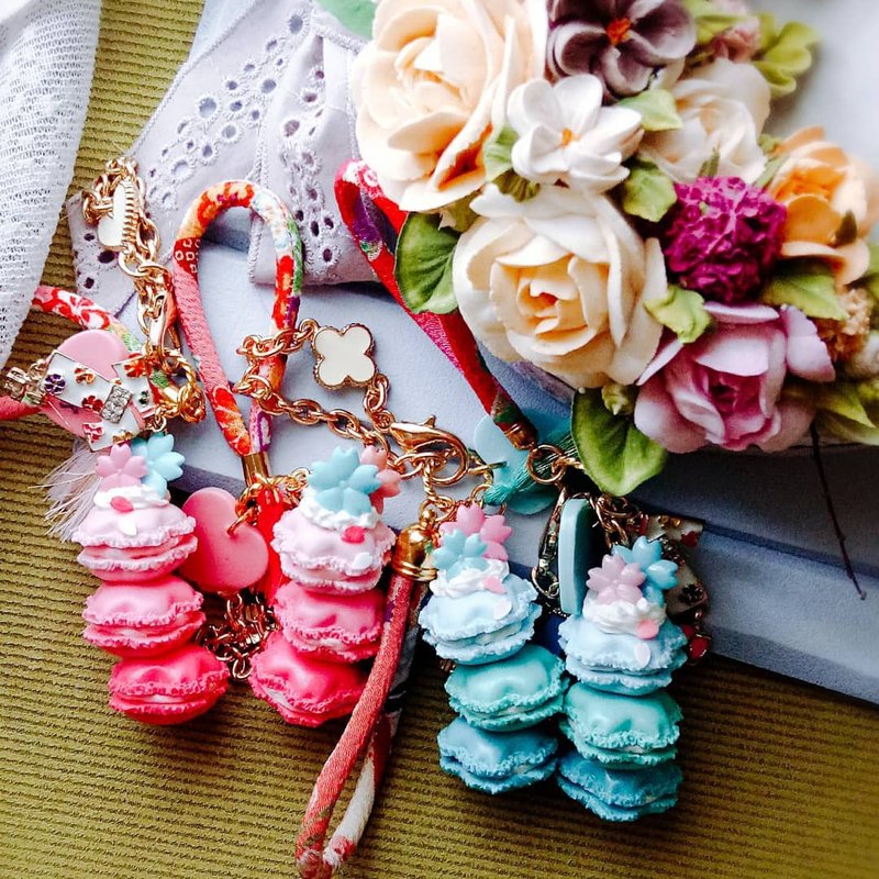 京都樱花落~樱花叠叠乐包包挂饰 - 吊饰 - 粘土 多色