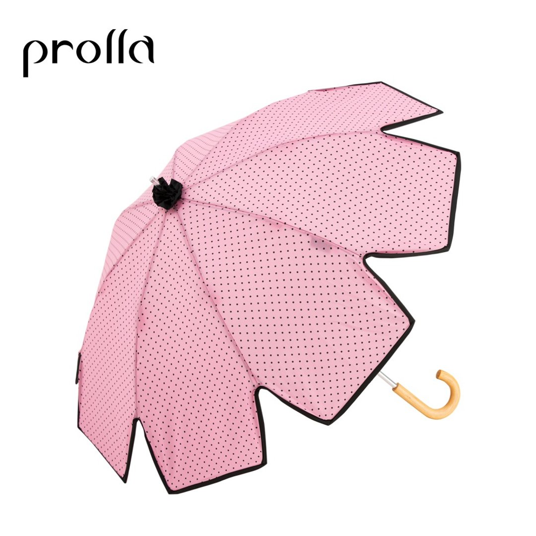 Prolla 印花点点特殊花瓣手开直伞  明星文创品 抗UV防风 晴雨伞 - 雨伞/雨衣 - 防水材质 
