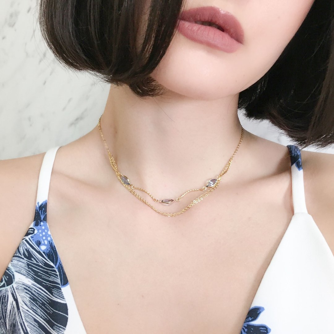Forget-me-not flowers choker necklace SV201 - 锁骨链 - 其他金属 蓝色