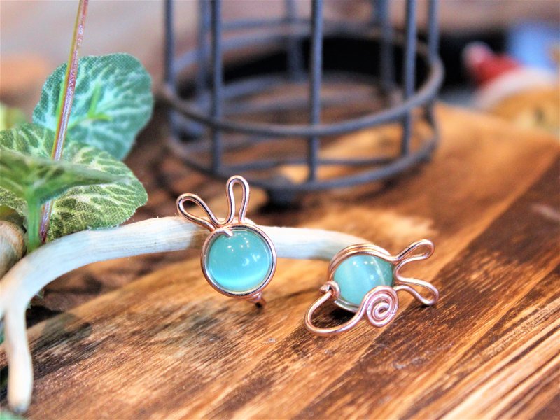 小兔子无痛耳夹 - 耳环/耳夹 - 石头 多色