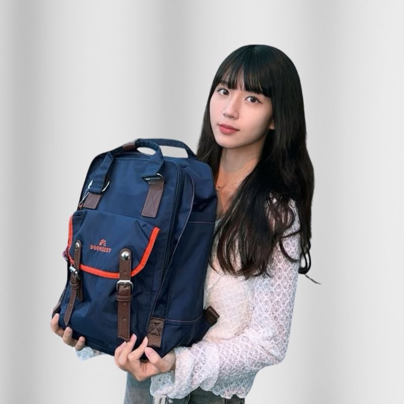 【DOUGHNUT】14寸 防泼水 后背包 马卡龙 水壶格 撞色-深蓝 YU - 电脑包 - 其他材质 蓝色