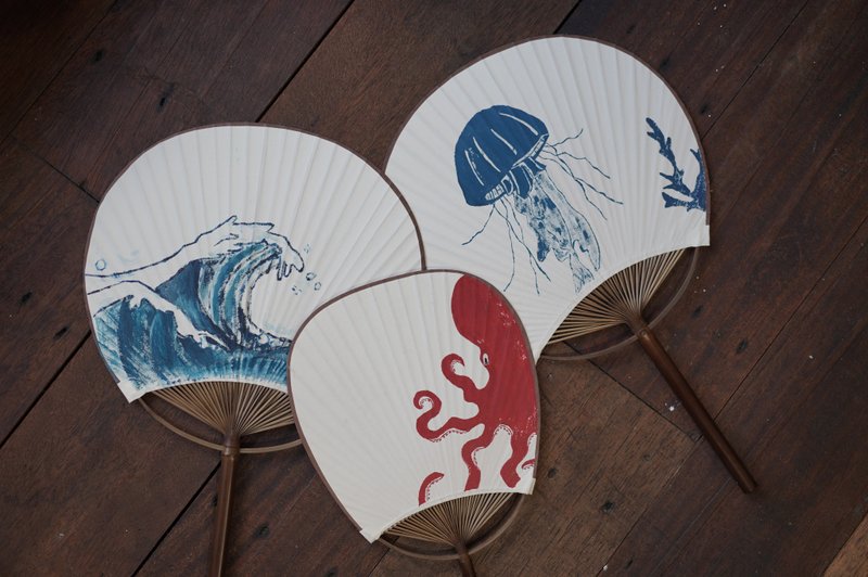 IARTS 手绘团扇-海洋系列 一人成行 - 插画/绘画/写字 - 压克力 