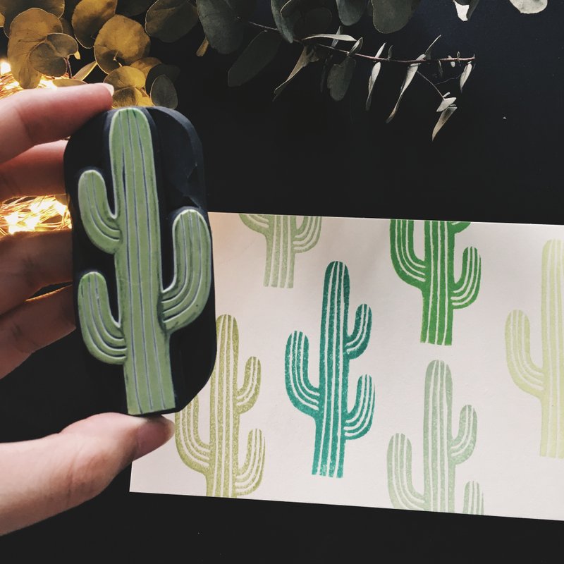 Deerday手刻章 仙人掌 - 印章/印台 - 橡胶 绿色