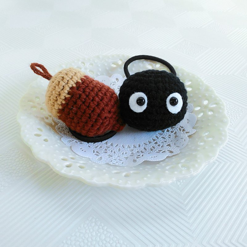 小煤球+松果(一组两个)牛奶棉毛线手鈎发束/发圈/发束 - 发饰 - 聚酯纤维 黑色