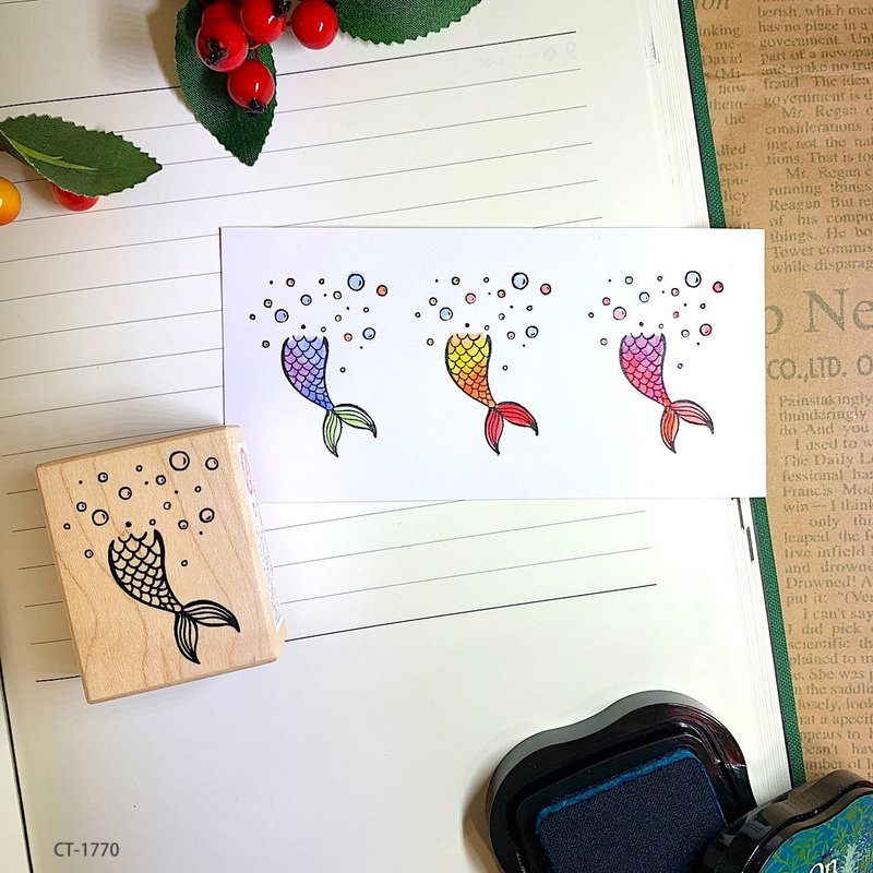 枫木印章-鱼尾与泡泡 - 印章/印台 - 木头 