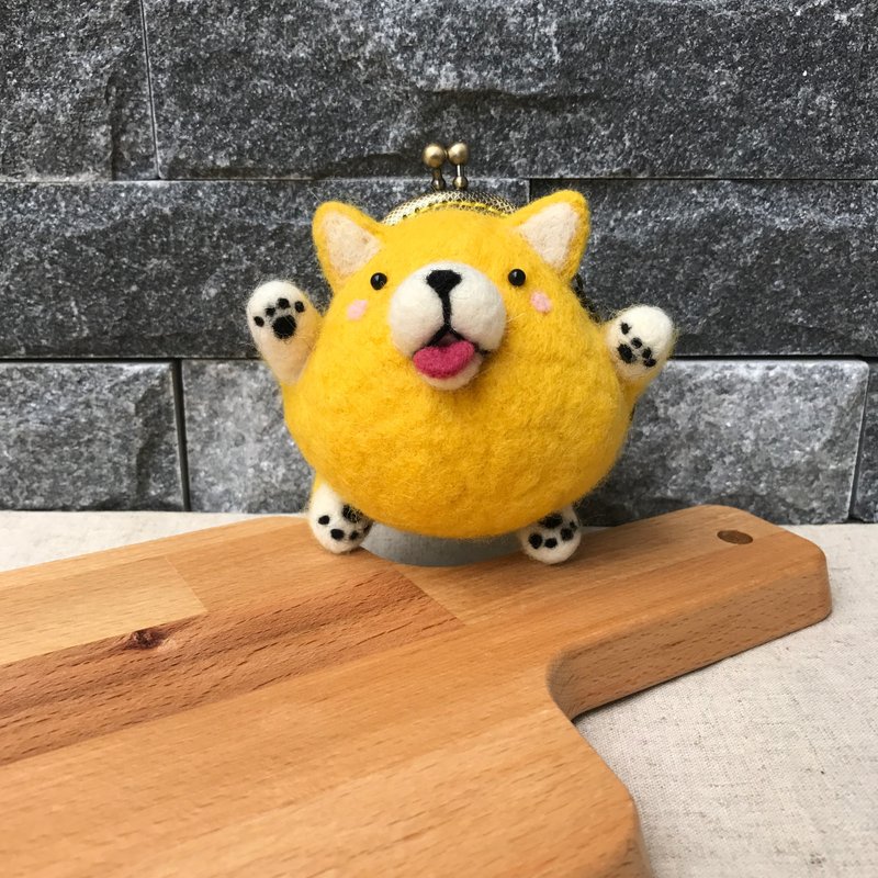 柴犬（嗨系列）羊毛毡口金包 - 钥匙链/钥匙包 - 羊毛 黄色