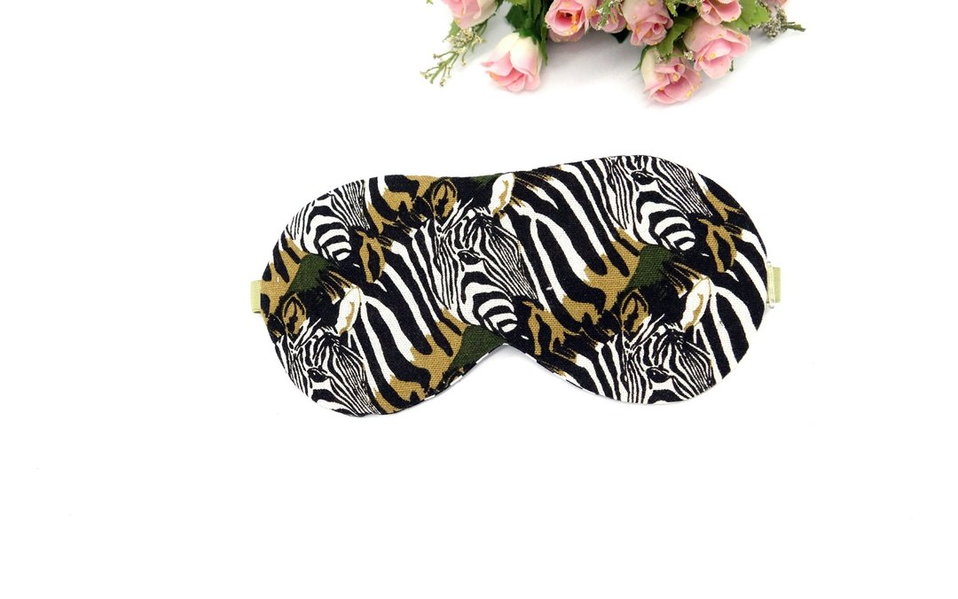墨绿底斑马可调式睡眠眼罩附束口收纳袋 sleep mask *sk* - 眼罩 - 棉 绿色