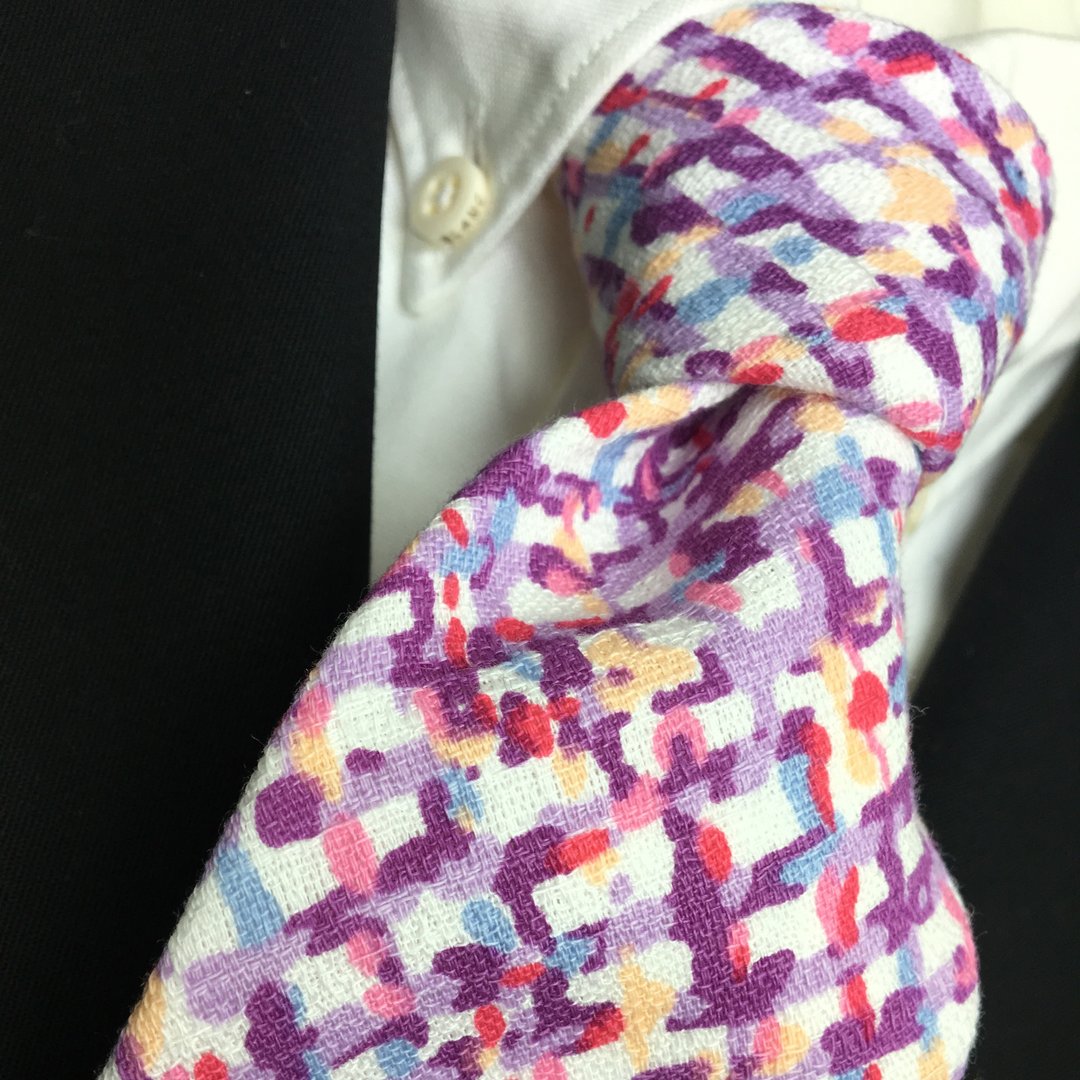 Japanese festival pattern tie Purple - 领带/领带夹 - 棉 紫色