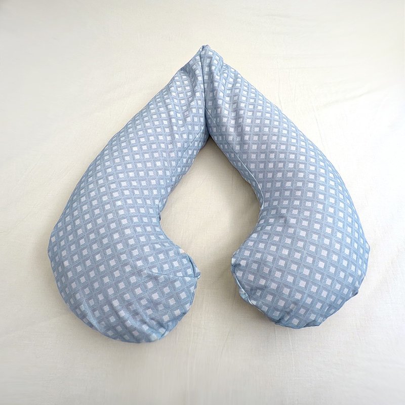 微粒型长枕 - 方格蓝 | 长抱枕.助眠.轻.莱卡弹性.送礼 - 婴儿床上用品 - 聚酯纤维 蓝色