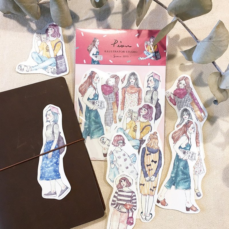 春氛 / 女孩8入贴纸 - 贴纸 - 纸 粉红色