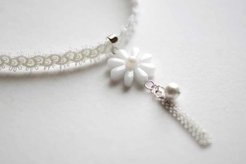 树脂艺术 方形吊坠・夜色深处 - 项链 - 树脂 白色